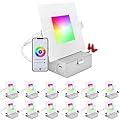 LUXRITE 12-Pack 4 Inch Square Smart LED Recessed Lighting, RGBW Color Changing, WiFi App Control, Voice Control with Alexa and Google Home, No Hub Required, 10.5W 700LM, CRI 90, IC Rated, Wet Rated