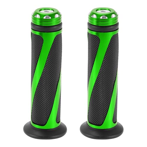 Motoforti 7/8 22Mm 15/16 24Mm Poignées De Guidon Universelles en Caoutchouc Et Alliage D'Aluminium pour Moto Scooter Vélo Noir Vert 1 Paire