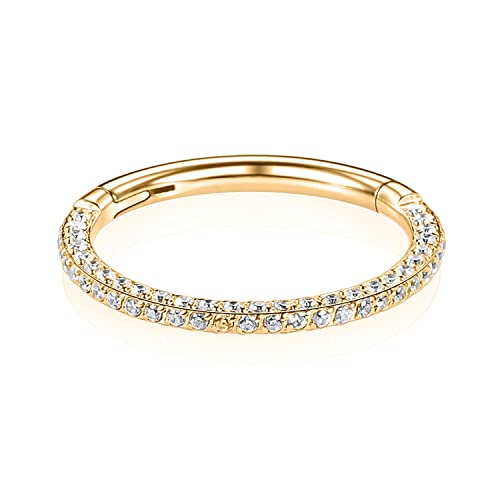 GAGABODY Septum Clicker Conch Piercing Jewelry 16 Gauge Earrings Hoop 20g Ring Nose Hoops Surgical Steel Lip Rings with 3 Sides CZ Helix Rook Cartilage Earrings2