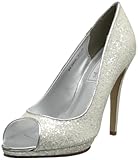 Peep-Toe-Pumps mit glitzerndem Obermaterial mit Paspelierung und kleiner Inselplattform.