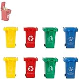 Mini Recycling Bin For Desk, Wheelie Bin Pencil Holders With Lid, Mini Recycle Bin, Mini Trash Can For Desk, Mini Dumpster Desktop Organizer, Miniature Curbside Garbage Trash Bin Pen Holder(8 PCS)