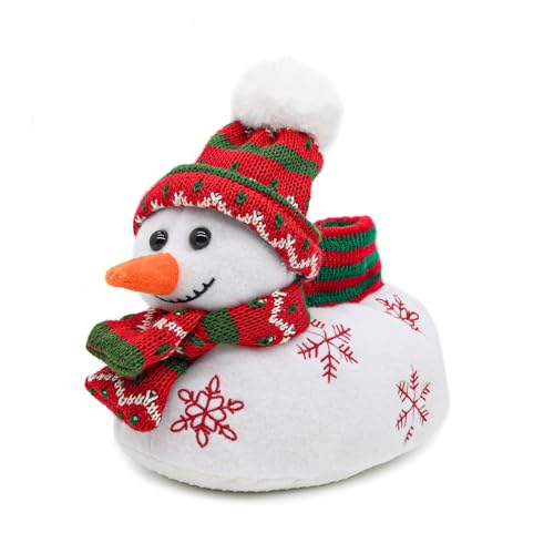 Onmygogo Fuzzy Animal Slippers for Toddler and Little Kids Christmas Slippers for Boys Girls (Toddler Kid Size 8-10 snowman)