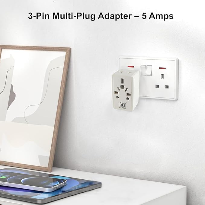 MX 5A to 15A Converter Plug | 3-Pin Universal Adapter | Heavy-Duty Power Converter Socket | Universal Socket Plug (2-pin / 3-pin Plugs (US, EU, AU, Asia), Pack of 2)