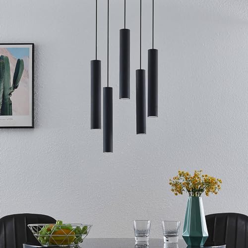 Suspension Sanad Lindby design moderne en métal noir mat à 5 spots - 3