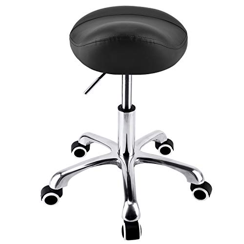 Geboor Hydraulic Saddle Stool With Wheels Rolling Adjustable Height For Clinic Dentist Spa Massage Medical Salons Studio (Black) #TOP1