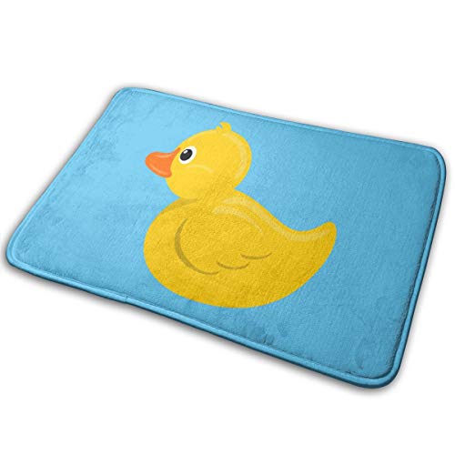 Image of NGFF Yellow Rubber Duck Blue Water Bath Mat Non Slip Absorbent Super Cozy Velvet Bathroom Rug Carpet Bath Rugs