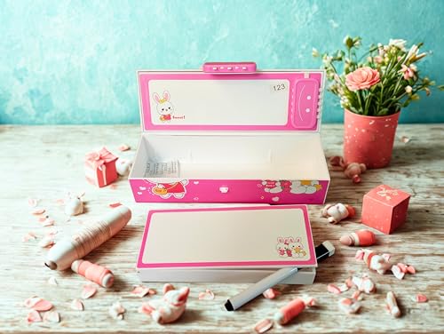 Image of Invite Cute Sweet Pencil Case Suitcase Style Password Lock Pencil Case, Multi-Layer Pencil Box for Kids, Boys, Girls, Stationary Organizer Box, Birthday Return Gift for Kids(Sweet Pink-SPB)