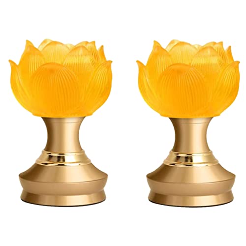 OSALADI LED Lotus Buddhist Light Buddha Lotus Lamp 2 in 1 Battery- Operated Buddhist Worship Prayer Faith Modern Simple Style Lotus Lamp 2pcs