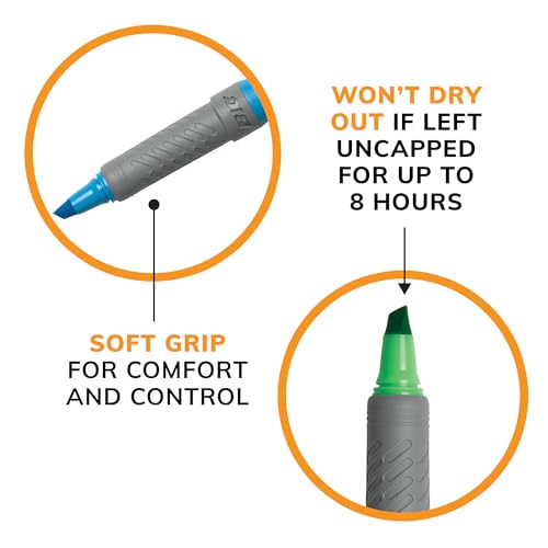 BIC Brite Liner Grip Highlighter, Chisel Tip, Assorted, 5 Highlighters