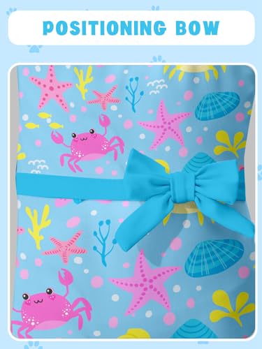 Kimoda 5T 6T Sea Bathing Suit for Girls Summer One Piece Swimsuit Blue Ocean Crab Starfish Ruffle Swimwear with Bow — view 5