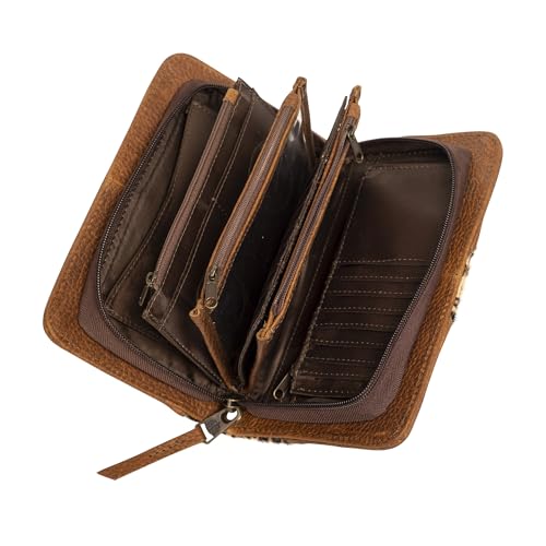 STS Ranchwear Womens Great Plains Evie Leopard Print/Brown Leather Clutch Bag3