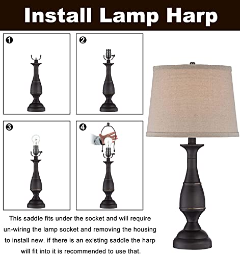 image for Qc 8 Inch Bronze Lamp Shade Harp Holder for Table and Floor Lamps, 2 S