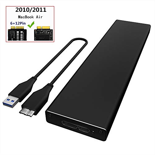 QNINE PCIe SSD Enclosure for 2010 2011 MacBook Air, USB 3.0 External Reader for A1369 A1370 SSD Adapter with Case, Support Model MC503 MC504 MC965 MC966 MC505 MC506 MC968 MC969
