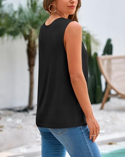 BTFBM Women's Sleeveless Sweater Vest 2025 Summer Crew Neck Ribbed Knit Lightweight Pullover Casual Loose Fit Tank Tops