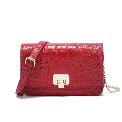 Image of Makcr Joacbv Small Crocodile Crossbody Cell Phone Purse for women Vegan Leather Clutch Wallet with Leather Shoulder Strap | Small