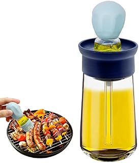 Hioph Olive Oil Dispenser with Brush, Glass Oil Bottle Silicone Brush 2 in 1, Dropper Measuring Oil Vinegar Dispenser for Kitchen, Squeeze Oil Bottle for Cooking Frying Baking BBQ Pancake