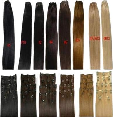 18" Clip in Human Hair Extensions, 10pcs, 100g, Color #1B (Off Black)