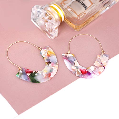 Acrylic Earrings Tortoise Hoop Earrings Statement Wire Resin Earrings Fan Drop Dangle Earring for Women3
