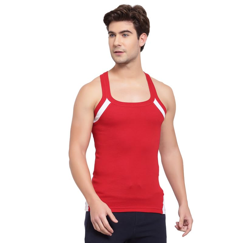 sporto Men's Pure Cotton Multipurpose Gymvest with Contrast Side Pannel-picture-22