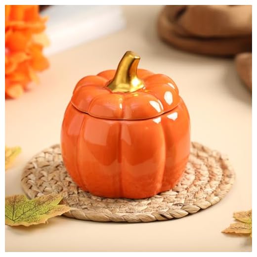 Pumpkin Shaped Candle,Fall Candles,Fall Scented Candles,Pumpkin Spice Scented Candles,Soy Candle,Thanksgiving Gift for Women,Orange,9oz