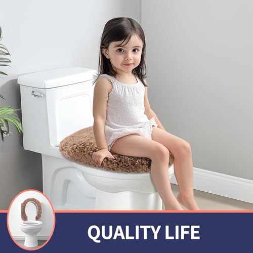 Baahrnom Luxuriöser getufteter WC-Deckelbezug, maschinenwaschbar, solider Toilettensitzbezug, 49,5 x 40,6 cm, verstellbare Gummi-Rückseite, passend für die meisten ovalen und länglichen 45,7 cm - 49,5 – Bild 6