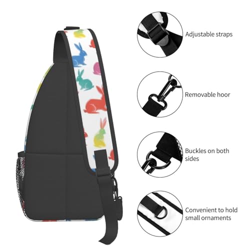 Mochila bandolera urbana con estampado de conejos para viajes y senderismo miniatura 5