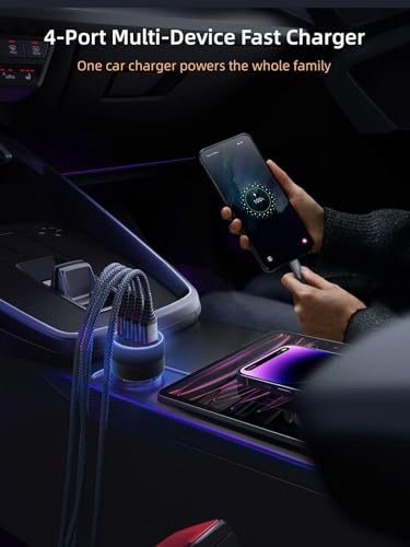 Image of [4 in 1] USB C Car Charger 90W Max Super Fast Charging Adapter,4-Port PD PPS Car Charger Dual USB-C (30W+15W) & Dual 22.5W USB-A Ports for iPhone17 /16 /15 /14, Samsung Galaxy,iPad,Laptop