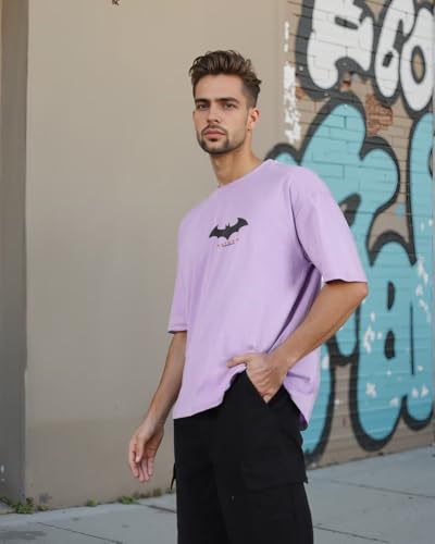 Image of Men's Oversized Batman T-Shirt - Cotton Half Sleeve Graphic Tee | Superhero Printed Casual T-Shirt for Men