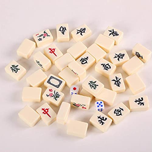 Chinese Majiang Set 144 Melamine Tiles, Mahjong Tile Game With Animal Travel Handbag, Mah Jongg Sets For Family Game 1In (26Mm), 2 Dice, Majiang,Blue #TOP3