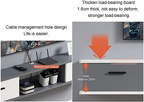 Meuble TV flottant 140cm étagère rangement suspendue salon - 4