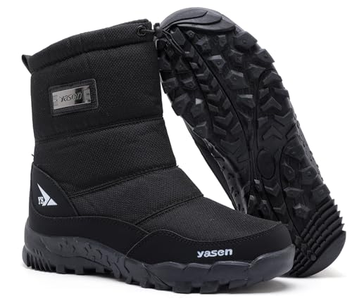 DADAWEN Men's Waterproof Winter Snow Boots Non-Slip Outdoor Hiking Athletic Warm Fur Lined Cold-Weather Boots