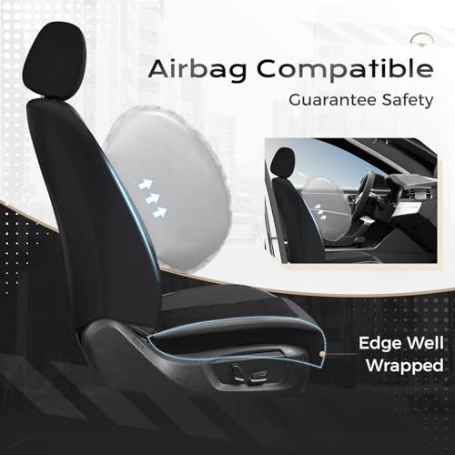 Image of Coverado Seat Cover, Car Seat Cover Front Seats, 3D Air Mesh Breathable Seat Protectors Sports Carbon Fiber Design Airbag Compatible Comfort Universal for Most Cars, Van,Trucks, SUV, Black