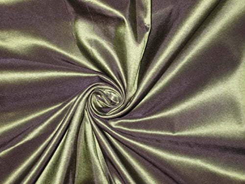 Tissu taffetas 100% pure soie vert aubergine de 2,83 m pour haute couture