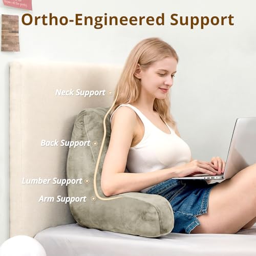 Image of Sasttie Reading Pillow for Bed, Back Pillow for Sitting Up, Linen