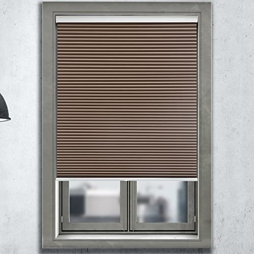 Abocide Custom Cordless Cellular Shades, Blackout Blinds For Windows, Room Darkening Honeycomb Shades, 1'' Single Cell Pleated Shades For Bedroom, Child Room, Office (Brown) #TOP1