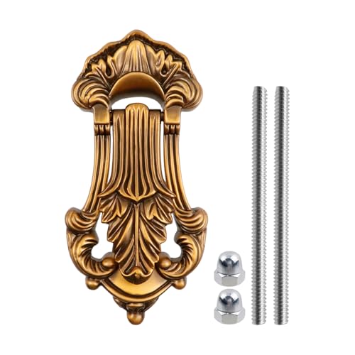 Savagrow Zinc Alloy European Style 7-1/10" Length Door Knockers, Brass Flower-carved Door Knockers for Doors