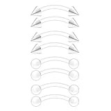 Ruifan 8PCS Clear Bioflex Curved Eyebrow Ring Body Jewelry Piercing Retainer Screw UV Ball & Spike Clear 16G 5/16'