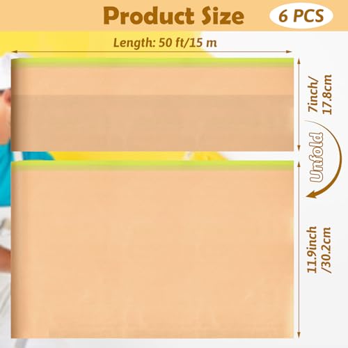 Image of 6PCS x 12 Inch x 30 ft Pre-Taped Masking Paper for Painting Painters Paper