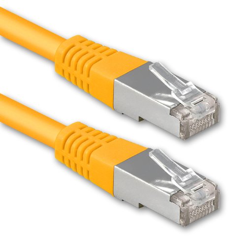 1aTTack.de® 0,5m - Amarillo - 1 Stück - CAT6 Cat 6 Ethernet LAN Cable de Red 1000 Mbit/s CAT6 Doble blindado PIMF 250MHz Libre de halógenos Compatible con CAT5e CAT6a CAT7 CAT8