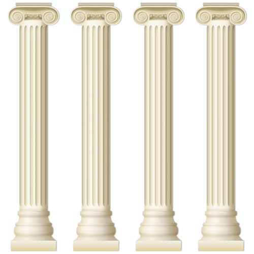 Yiaoyinnz 4Pcs Greek Party Wall Decorations Greek Columns Cardboard Pillars Cutouts Ancient Greek Party Decor for Birthday Medieval Renaissance Wall Photo Backdrop Photography Background Supplies