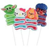 Easter Basket Candy Gifts, Baby Yoda, Hello Kitty, Paw Patrol Skye, and Miraculous Lady Bug Lollipops with Gummy Topper (Pack of 4)