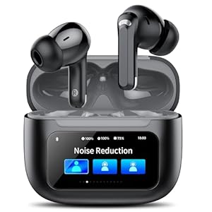 TIMU Bluetooth Kopfhörer mit Touchscreen, 2026 In Ear Kopfhörer Kabellos Bluetooth 5.4 mit ANC+ENC Noise Cancelling Mic, 50Std Tiefer Bass Ohrhörer mit 5 EQ-Modi, IP7 Wasserdicht.