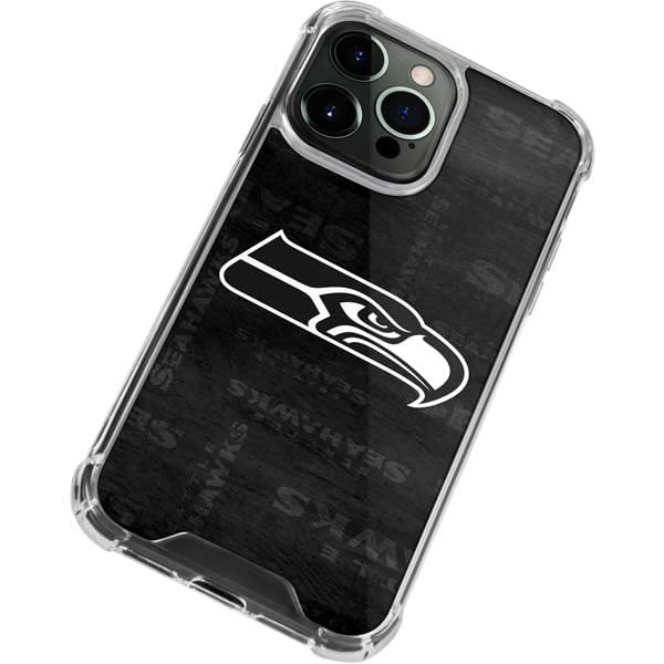 Skinit Clear Phone Case Compatible with iPhone 14 Pro Max - Officially Licensed NFL Seattle Seahawks Black & White Design