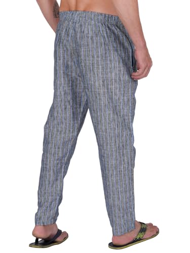 Image of Mens Cotton Linen Striped Plus Size Pyjama