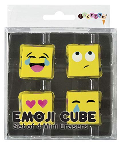 iscream X-Pressive! Emojis Set of 4 Colorful Cube Mini Erasers