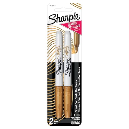 Sharpie Metallic Permanent Markers, Fine Point, Gold, 2 Count