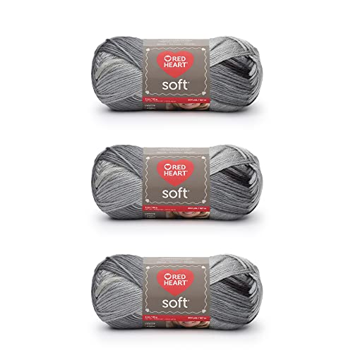 Image of Red Heart Soft Grayscale Yarn - 3 Pack of 113g /4oz - Acrylic - 4 Medium (Worsted) - 256 Yards - Knitting /Crochet