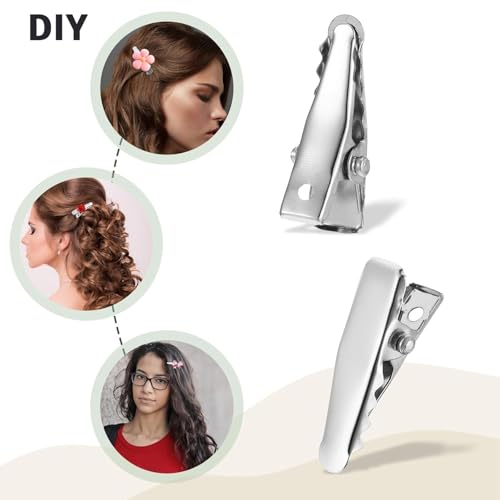 100 Piezas Pinzas de Cocodrilo para Cabello, Accesorios de Peluquería, Pinzas Metálicas Plateadas Pequeñas para Estilizar miniatura 6