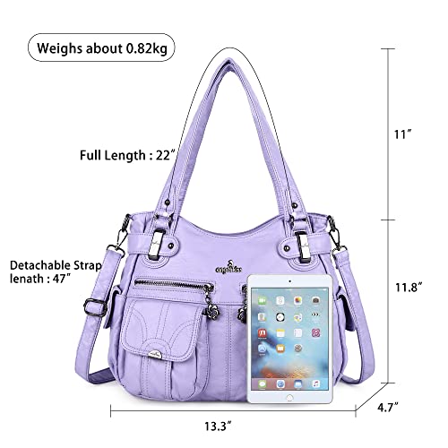 Image of Angel Kiss Women's Designer Handbag Large Double Zipper Multi Pocket Washed Leather Purse