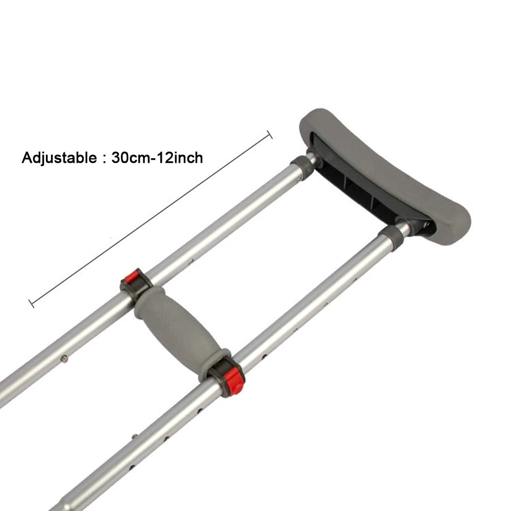 Stampelle ascellari Pieghevoli, stampelle da Passeggio Regolabili in Altezza con Comodi Cuscinetti e Maniglie ascellari, Adatte per Altezza: 140-200 cm (Colore: Argento, Dimensioni: 1 unità)